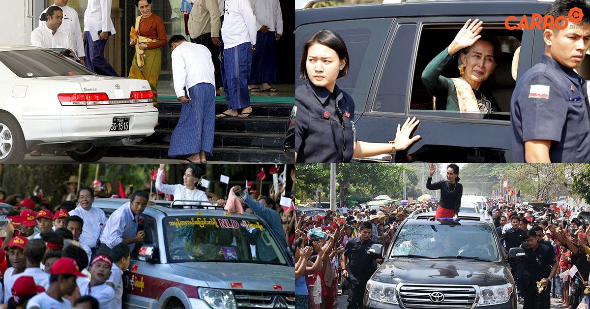 Aung-San-Suu-Kyi-Myanmar-Cars